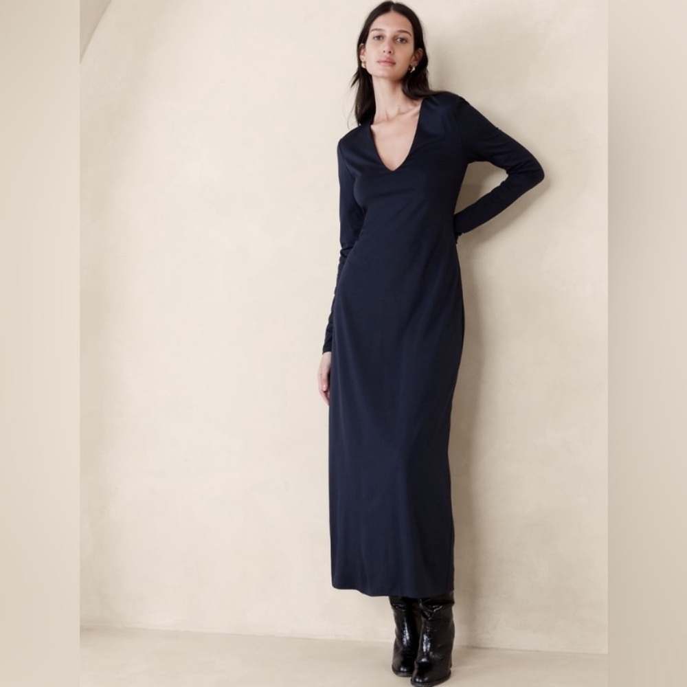NWT! Banana Republic Navy Blue Lola Jersey Maxi Dress - Size S